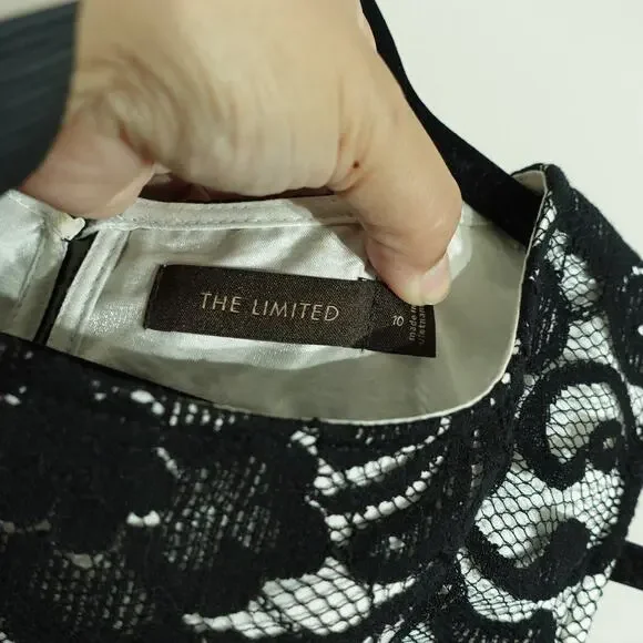 The limited Womens Sheath Dress Floral Lace Sleeveless Black White Size 10 - Picture 4 of 10